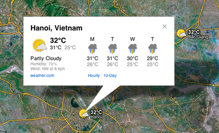 Dự báo thời tiết trên Google Maps - inLook.vn