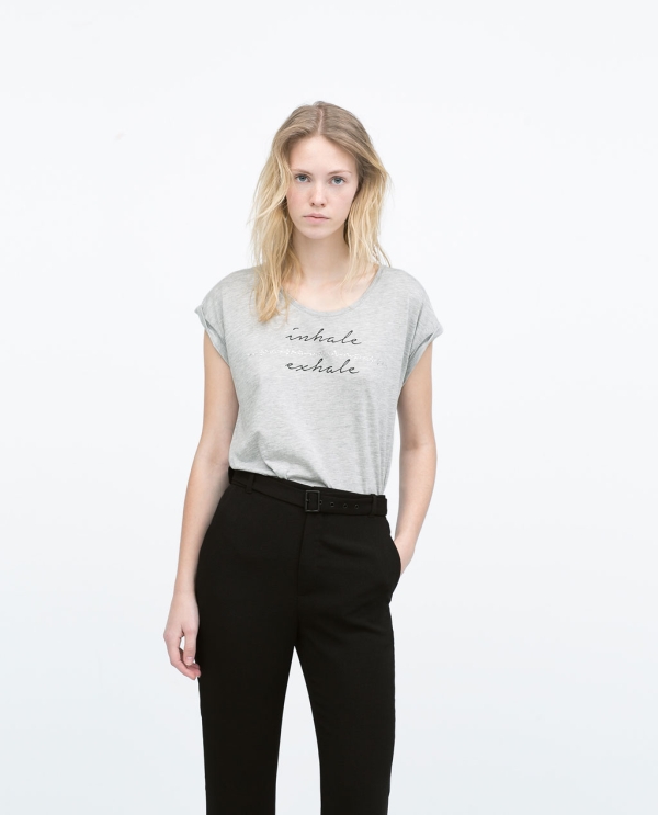 Image 1 of T-SHIRT WITH TEXT AND DIAMANTE from Zara 