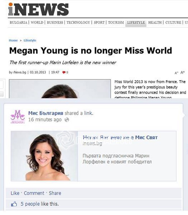 Tân Hoa hậu Thế Giới vướng tin đồn bị truất ngôi | Hoa hậu Thế Giới 2013,Miss World 2013,Megan Young,Megan Young bị đồn truất ngôi