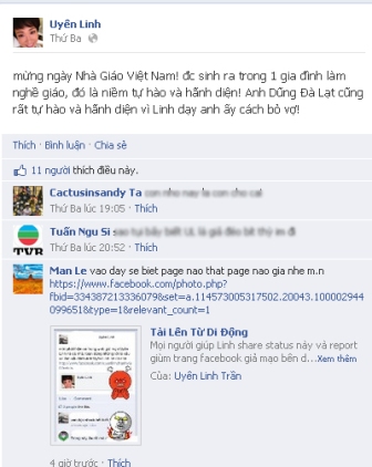 Mạo danh Uyên Linh để lập facebook phản văn hóa